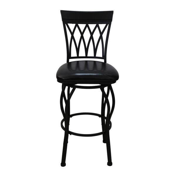 Home Decorators Collection 24 in.-30 in. Metal Swivel Bar Stool with Square Padded Seat, Adjustable Heights in Black