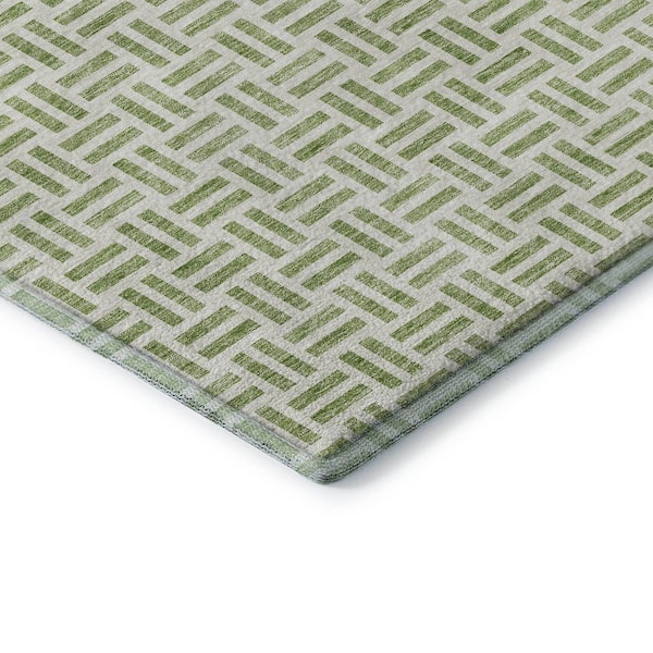Mayfield Premium Machine Washable Abstract AMF978 Aloe 9 ft. x 12 ft. Area Rug