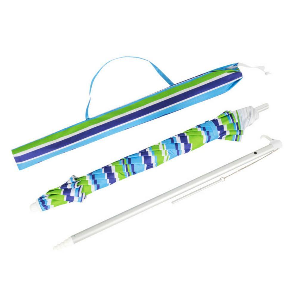 Green 6.5 ft Beach Umbrella with Sun Shade and Carry Bag