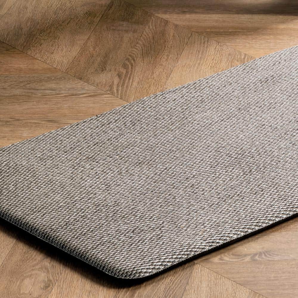 Light Grey Braided Anti-Fatigue Kitchen Mat, 20" x 42", PVC and Polyester