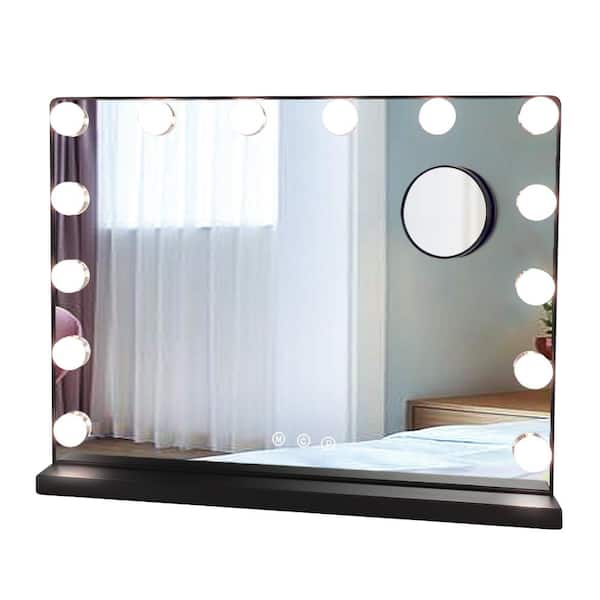 Depuley 20 in. Hollywood Vanity Mirror Light, Rectangular, Makeup Dimmable Lighted Mirror for Table in Black