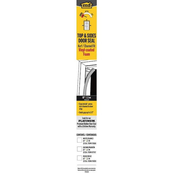 M-D Building Products 1 in. x 81 in. Interior White Vinyl-Clad Replacement  Weatherstrip 91868 - The Home Depot