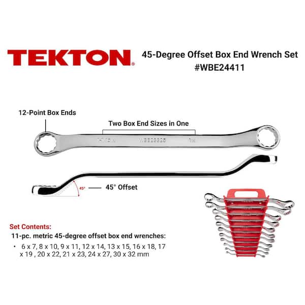 45-Degree Offset Box End Wrench Set, 11-Piece (6-32 mm) - Holder