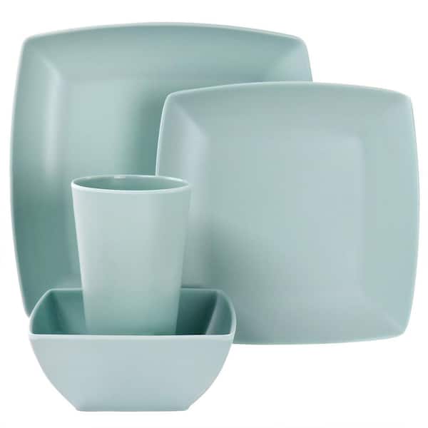 16 Piece In Mint Square Dinnerware Set Grayson Melamine