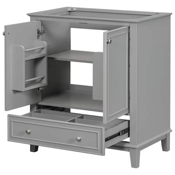 29.5 in. W x 17.8 in. D x 33.8 in. H Bathroom Gray Linen Cabinet