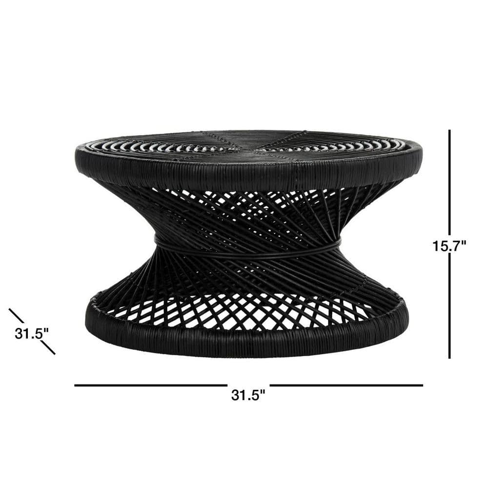 Urban Oasis 32'' Black Rattan Round Coffee Table