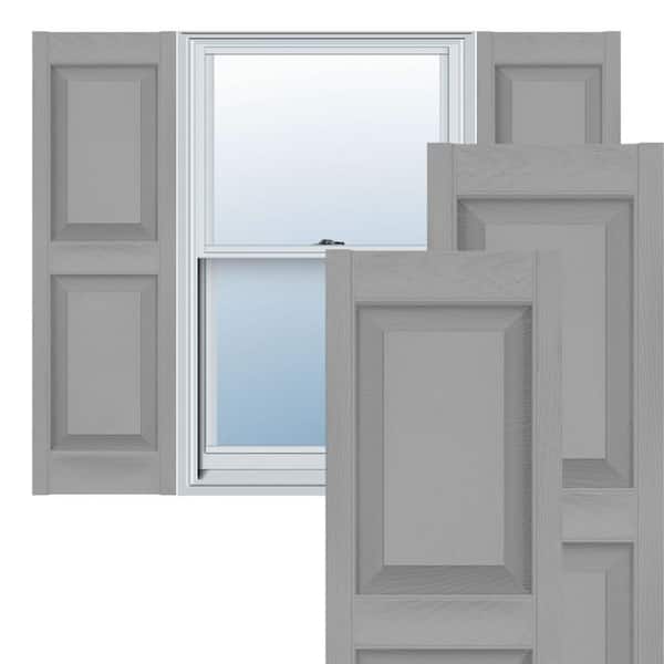 Ekena Millwork 14-1/2 in. x 32 in. Lifetime Vinyl Custom Two Equal Raised Panel Shutters Pair Paintable