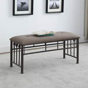 Livingston Dark Bronze and Brown 39.25 in. Bedroom Bench with Tufted Seat