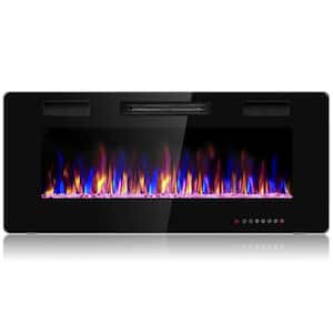 42 in. Recessed Ultra Thin Wall Mounted Electric Fireplace in Black