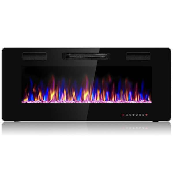 Boyel Living 42 in. Recessed Ultra Thin Wall Mounted Electric Fireplace in Black