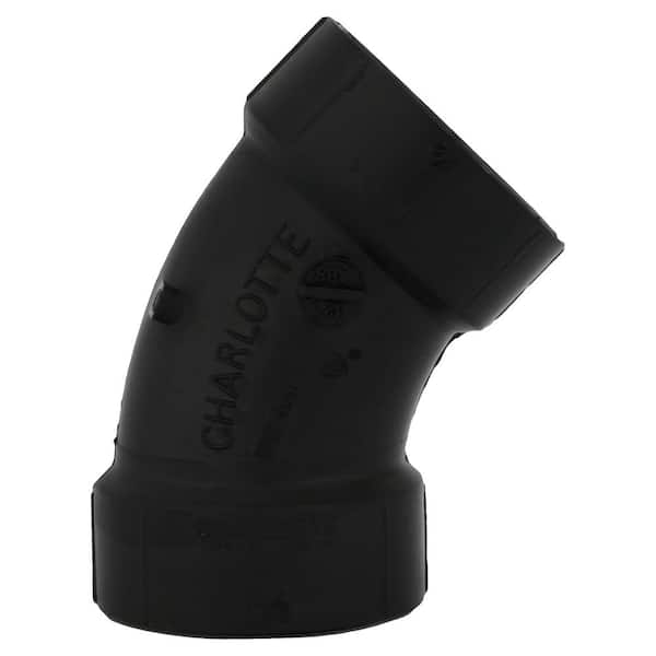 Charlotte Pipe 3 in. ABS DWV 45-Degree Hub x Hub Elbow