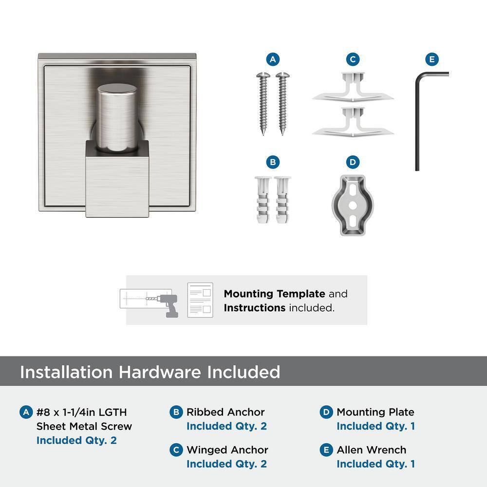 Brushed Nickel Single Prong Wall Mounted Robe Hook