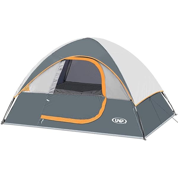 Unbranded Grey 7 ft. x 9 ft. 4-Person Waterproof Windproof Tent with Rainfly Easy Set up-Portable Dome Tents for Camping