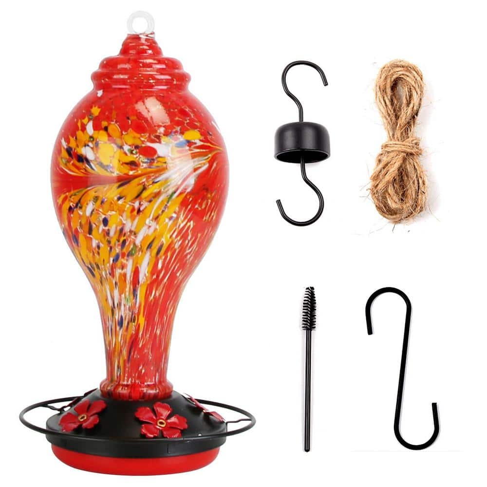 33 oz. Red Glass Hand Blown Hummingbird Feeder with 5-Flower Feeding Port price history on PriceWatchPro