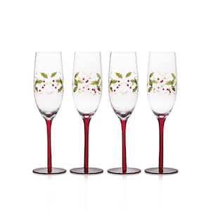 Abigails Red Swirl Top Champagne Flute 6 Oz Set Of 4 2 5 D X 12 H 725318 The Home Depot