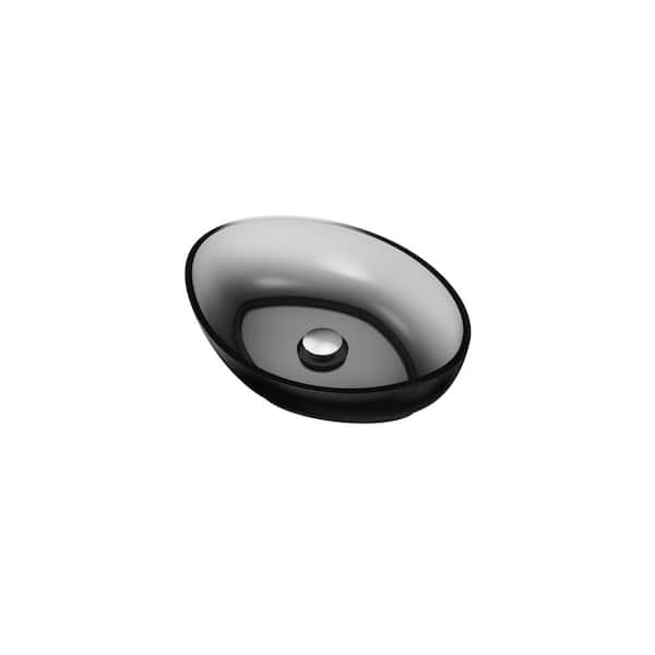 Tahanbath Modern Translucent Oval Vessel Bathroom Sink Unique in Black Ash