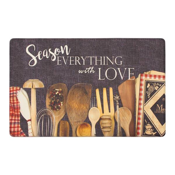 Chef Gear Season Everything With Love 20 in. x 32 in. Anti-Fatigue Gelness Kitchen Mat