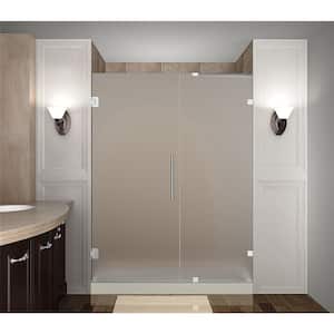 Nautis 64 in. x 72 in. Completely Frameless Hinged Shower Door with Frosted Glass in Chrome