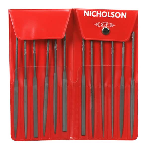 Crescent Nicholson 4 in. Miniature 0-Cut Swiss Pattern Assorted File Set with Pouch (12-Piece)