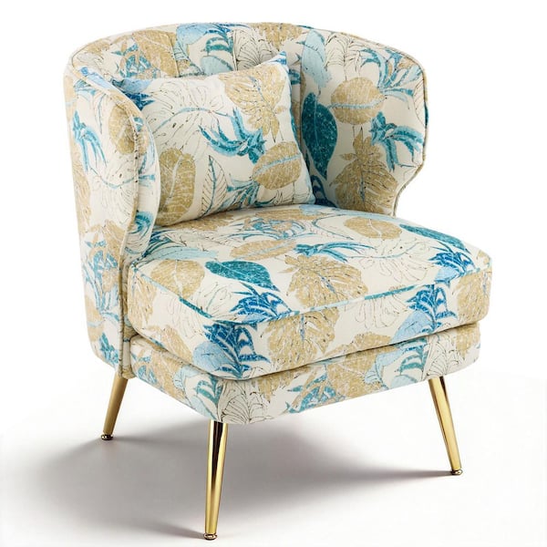 Gold Velvet Barrel Accent Chair with Cushion