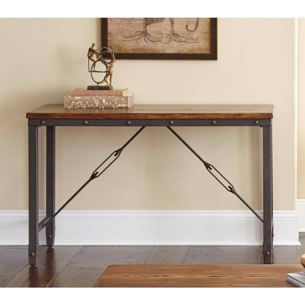 Ashford Industrial Gray-Brown Rectangular Console Table