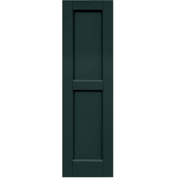 Winworks Wood Composite 12 in. x 42 in. Contemporary Flat Panel Shutters Pair #638 Evergreen