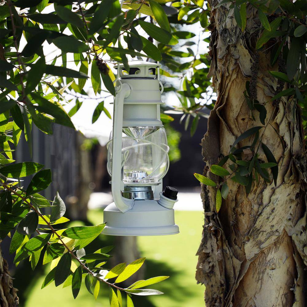 White 14'' Vintage Style LED Hurricane Lantern