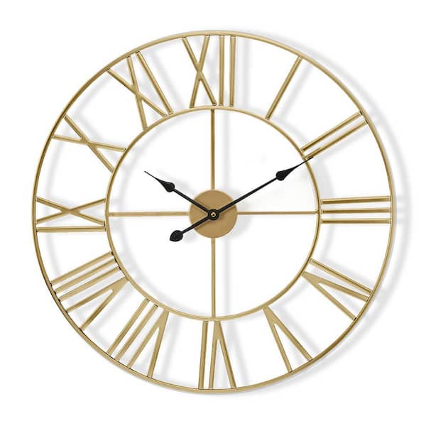 Gold Metal Analog Roman Numeral Wall Clock