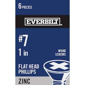 #7 x 1 in. Phillips Flat Head Zinc Plated Wood Screw (6-Pack)
