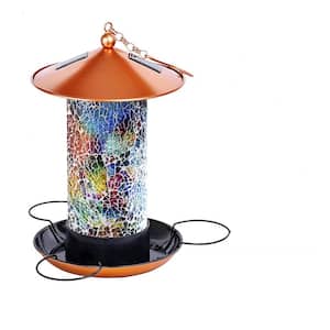 13 in. H Multi-Color Solar Powered Outdoor Hanging Bird Feeder with LED Garden Lantern
