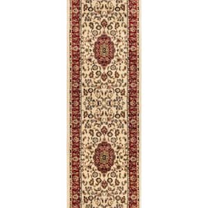 Barclay Medallion Kashan Ivory 8 ft. x 8 ft. Round Traditional Area Rug