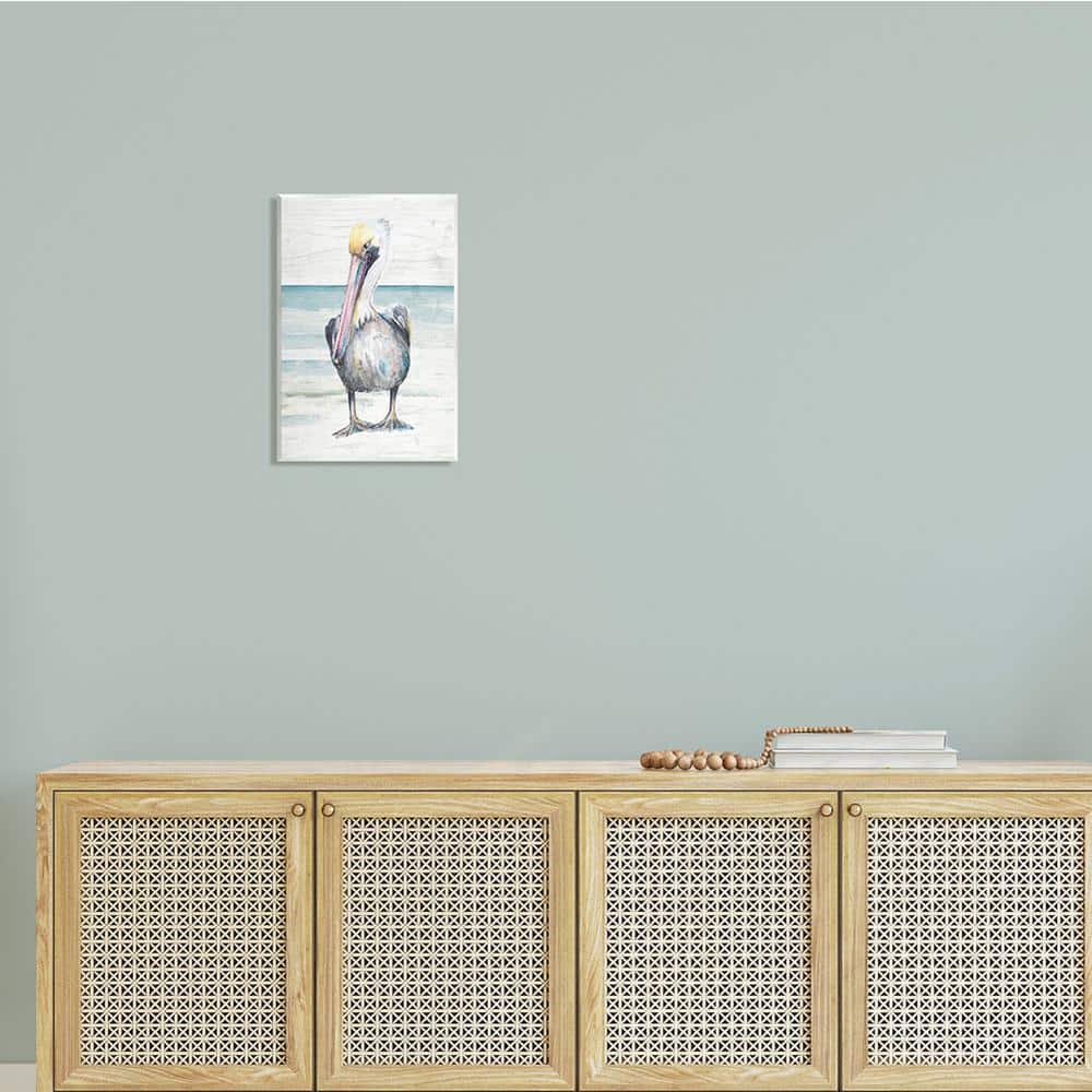 Pelican Bird Beach Scene 15" x 10" MDF Wood Art Print