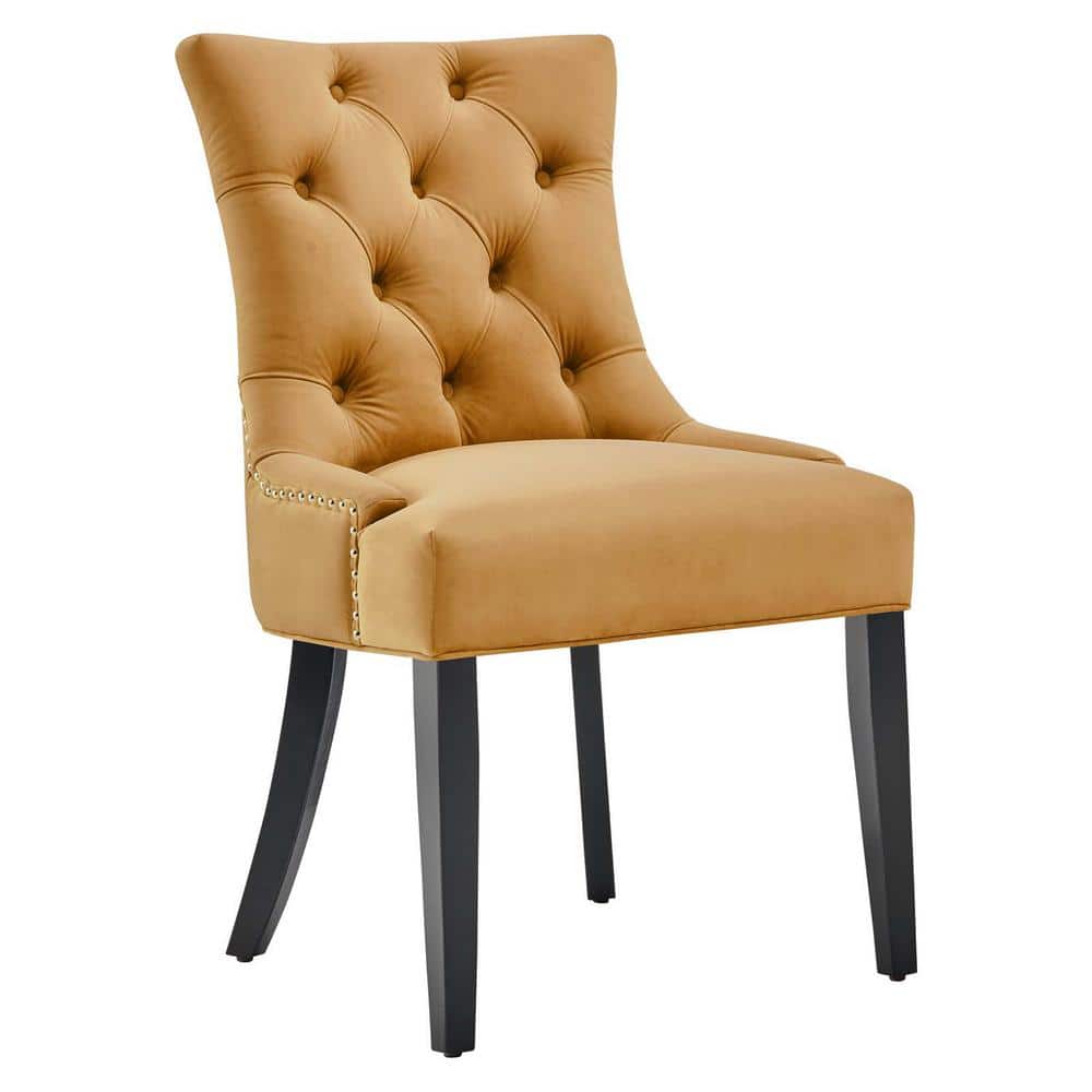 Cognac Velvet Tufted Upholstered Parsons Side Chair Set