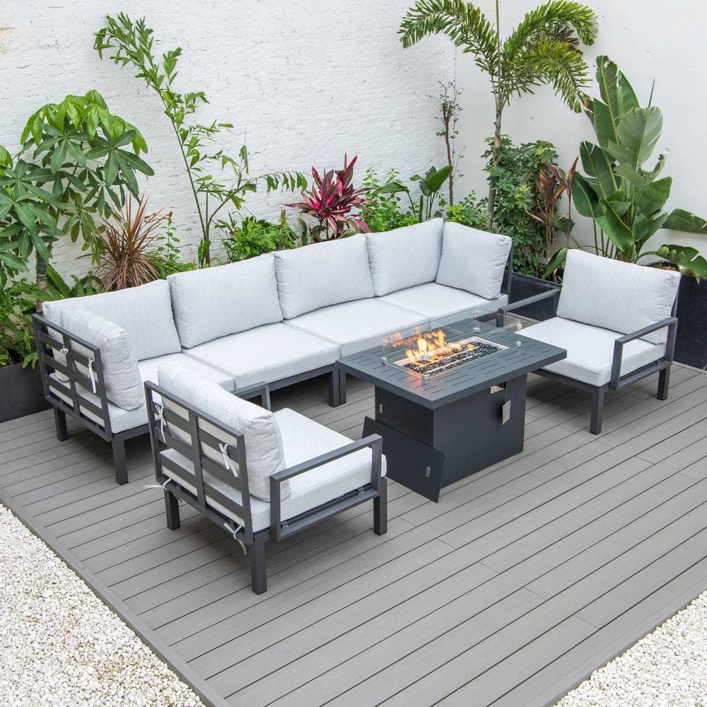Leisuremod Hamilton 7-Piece Aluminum Modular Outdoor Patio