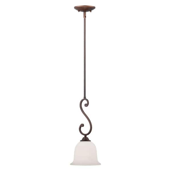 Millennium Lighting Rubbed Bronze Mini Pendant with Etched White Glass