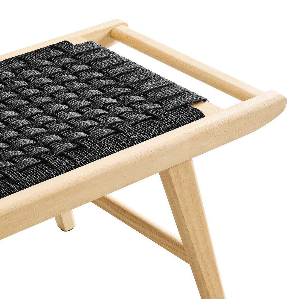 Saoirse Natural Black Woven Rope Wood Storage Bench
