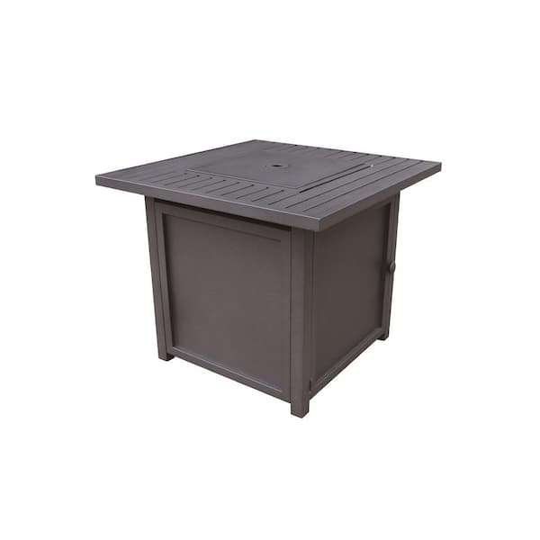 DIRECT WICKER 30 in. x 30 in. Square Slat Top Gas Fire Pit Table in Brown