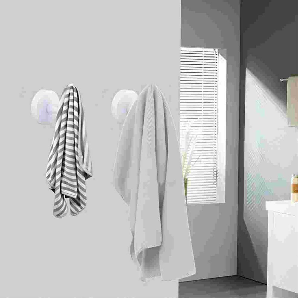 White Stainless Steel Wall Hooks for Bathroom and Kitchen, 4-Pack