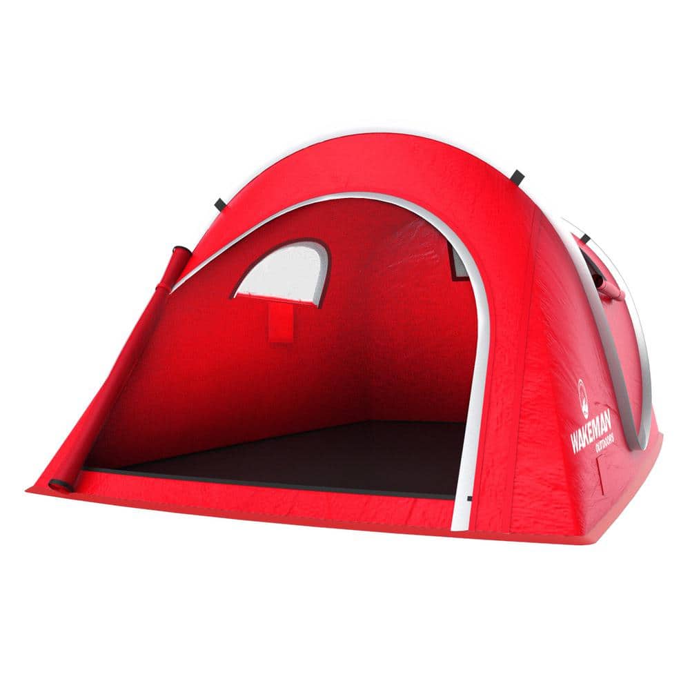 Red 2-Person Three Season Pop-Up Camping Tent with Carry Bag