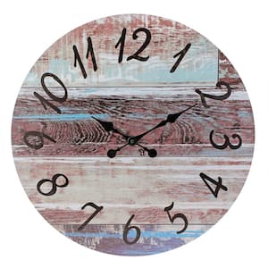 23.6 in. Brown Rustic Round Wall Clock