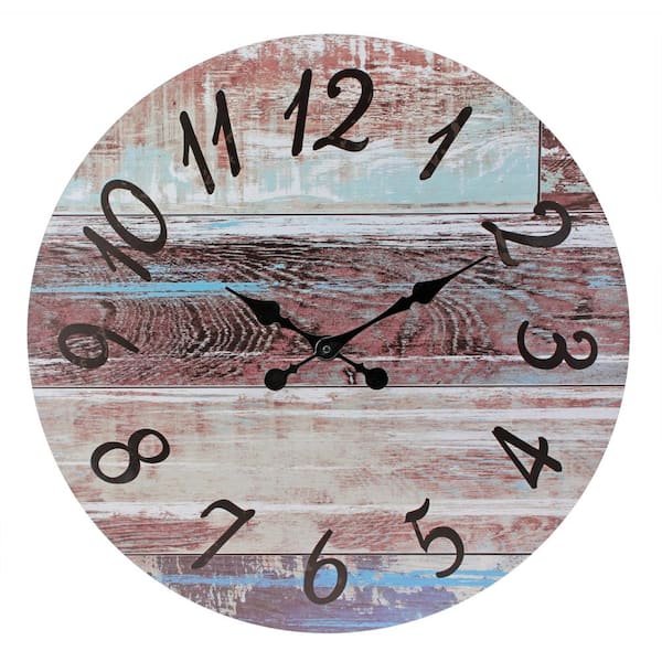 Stonebriar Collection 23.6 in. Brown Rustic Round Wall Clock