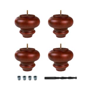 5-1/8 in. x 6 in. Stained Cherry Solid Hardwood Round Sofa Leg (4-Pack)