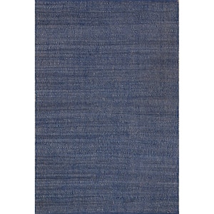 Elfriede Blue 11 ft. X 14 ft. Solid Jute Area Rug