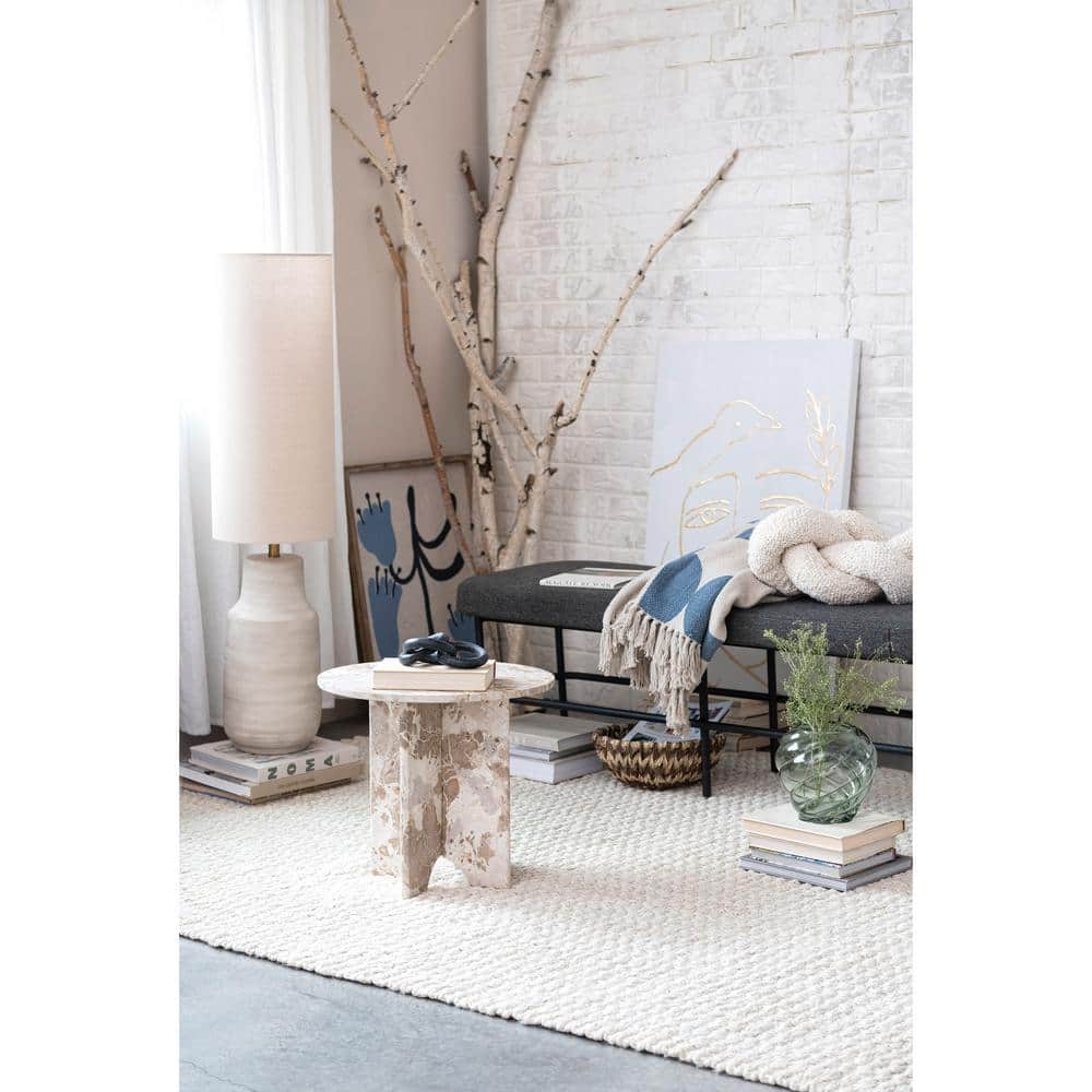 Gray Ceramic Bottle-Shaped Floor Lamp with Linen Tube Shade