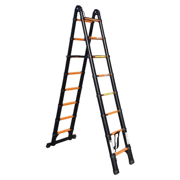 16.5 ft. Reach Aluminium Alloy Telescoping Multi-Position Ladder, A-Frame and Straight Ladder, 330 lb. Load Capacity