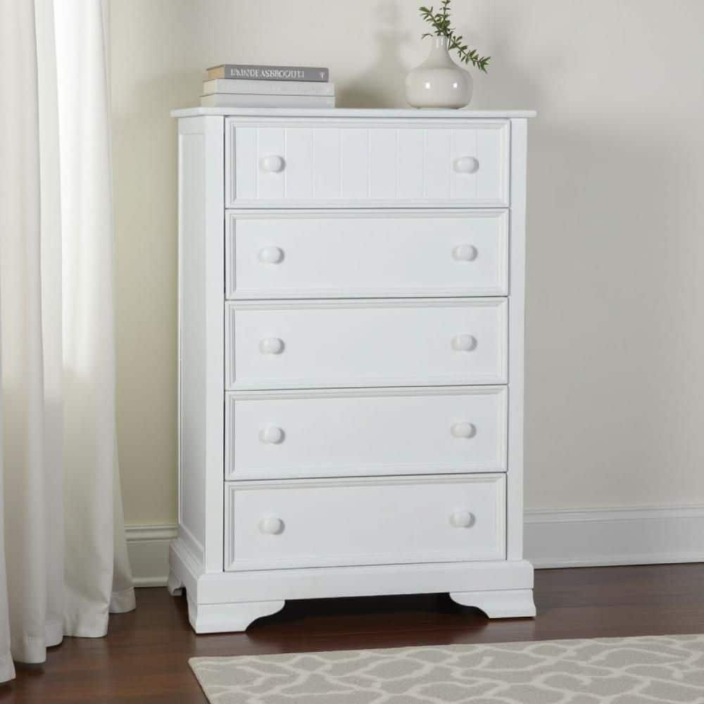Toli White 5 Drawer 17.5 in. Wide Chest of Drawers