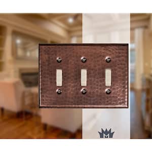 Pure Copper Hand Hammered Triple Toggle Wall Plate