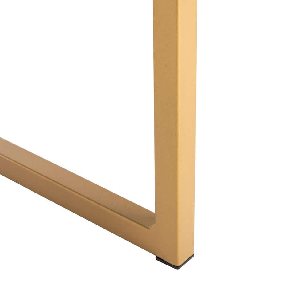 Elodie White and Gold Wood Home Office Desk with Drawer