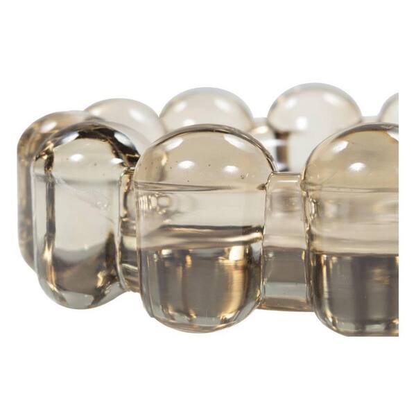 Smoky Bronze Glass Bubble Candle Dish Modern Holder for Candles