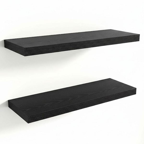 30 in. W x 10 in. D Black Floating Shelves Decorative Wall Shelf for Bathroom Kitchen Bedroom (Set of 2)